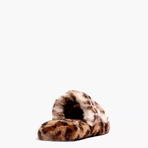 NWT Madewell Two-Strap Scuff Slippers in Leopard Recycled Faux Fur US Size 5 - Picture 3 of 4